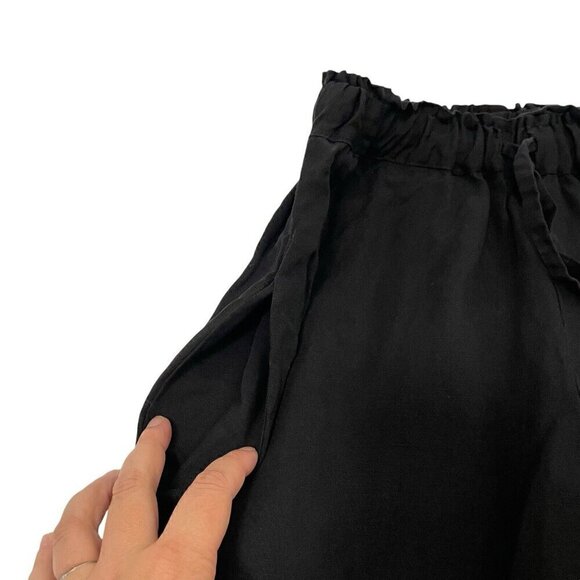 Onam Studio 100% Linen Pull-On Pants Pockets Relaxed Lagenlook Black size Small - Picture 3 of 8